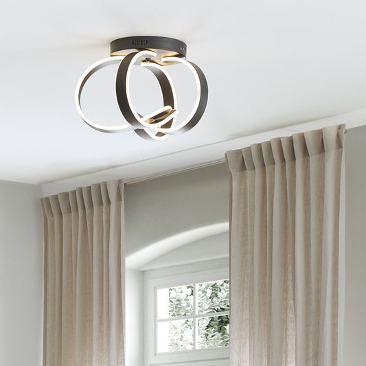 Lighting Black Aluminium Spiral Ceiling Lamp With Integrated LED For Modern Glamour Dining Rooms