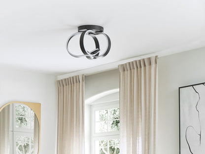 Lighting Black Aluminium Spiral Ceiling Lamp With Integrated LED For Modern Glamour Dining Rooms