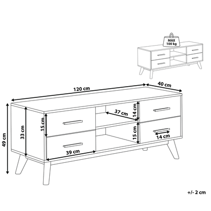 Rustic TV Stand Light Brown White 55in TV With 4 Drawers