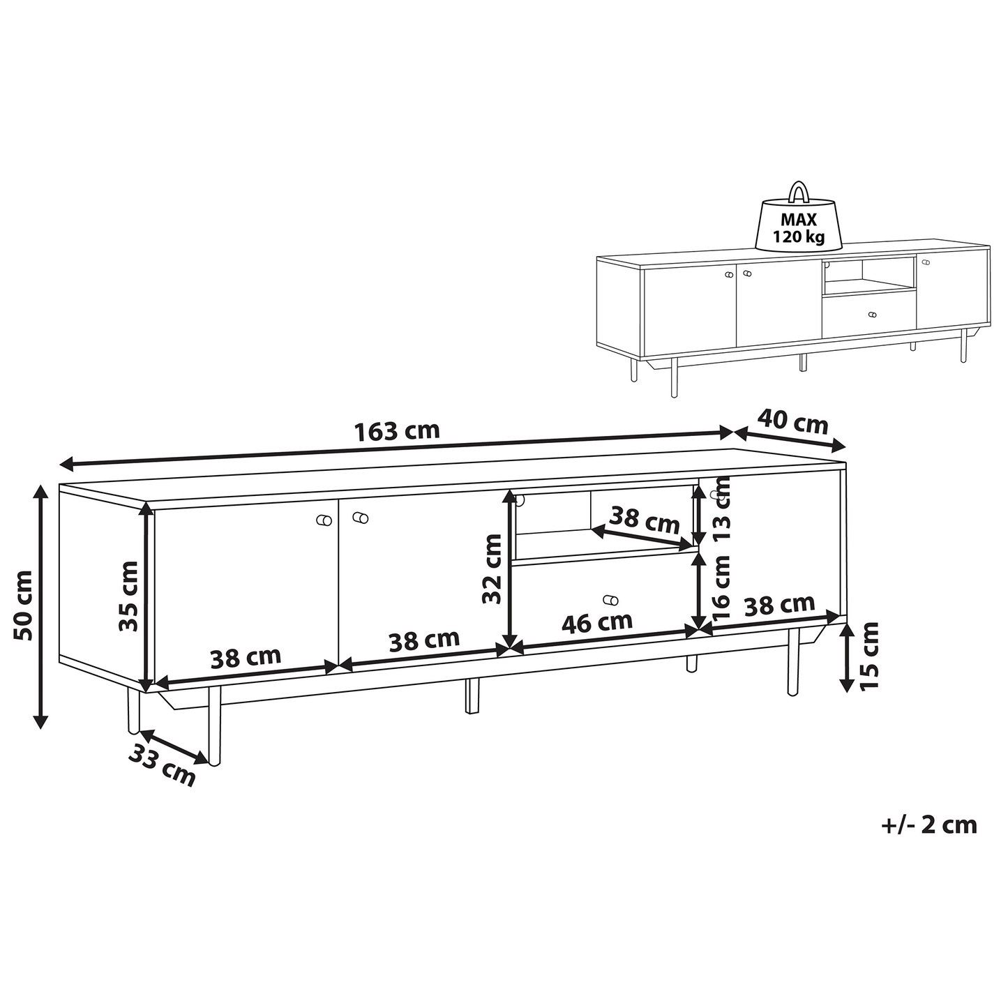 TV Stand Engineered Wood Light Brown White For 75 Inch TV
