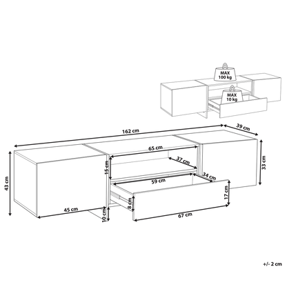 TV Stand Concrete Effect White Veneer With LED Light Storage