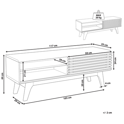 TV Stand Dark Wood White Up To 53 Inch 4 Shelves