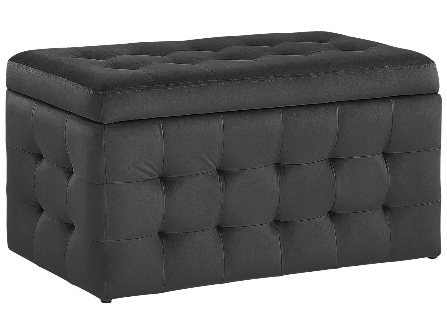 Luxor Black Velvet Tufted Storage Ottoman Bench