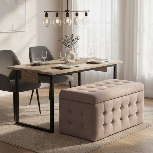 Velvetique Home Pink Velvet Tufted Storage Ottoman Bench With Hinged Lid For Bedroom