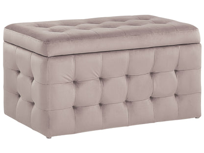 Velvetique Home Pink Velvet Tufted Storage Ottoman Bench With Hinged Lid For Bedroom