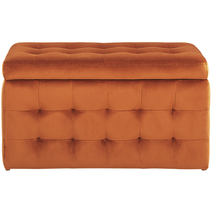 Velvet Tufted Ottoman Bench With Storage Orange