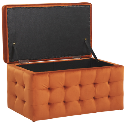 Velvet Tufted Ottoman Bench With Storage Orange