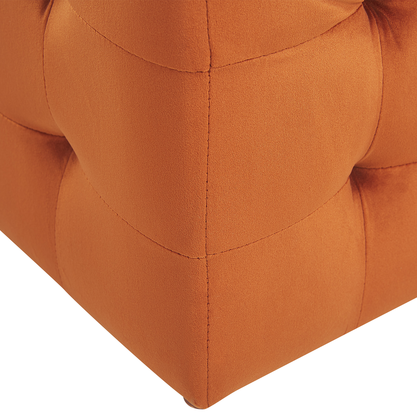 Velvet Tufted Ottoman Bench With Storage Orange