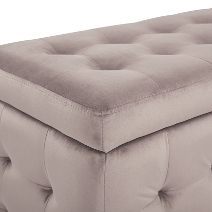 Velvetique Home Pink Velvet Tufted Storage Ottoman Bench With Hinged Lid For Bedroom