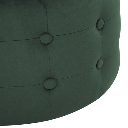 Dark Green Velvet Round Pouffe Button Tufted