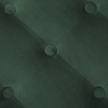 Dark Green Velvet Round Pouffe Button Tufted