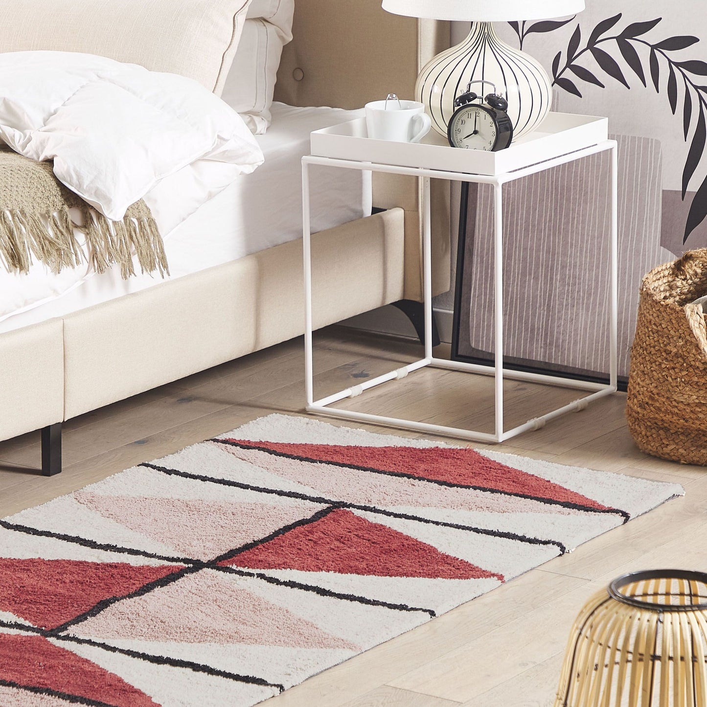 Multicolour Cotton Area Rug 80 x 150 Low Pile Geometric Retro