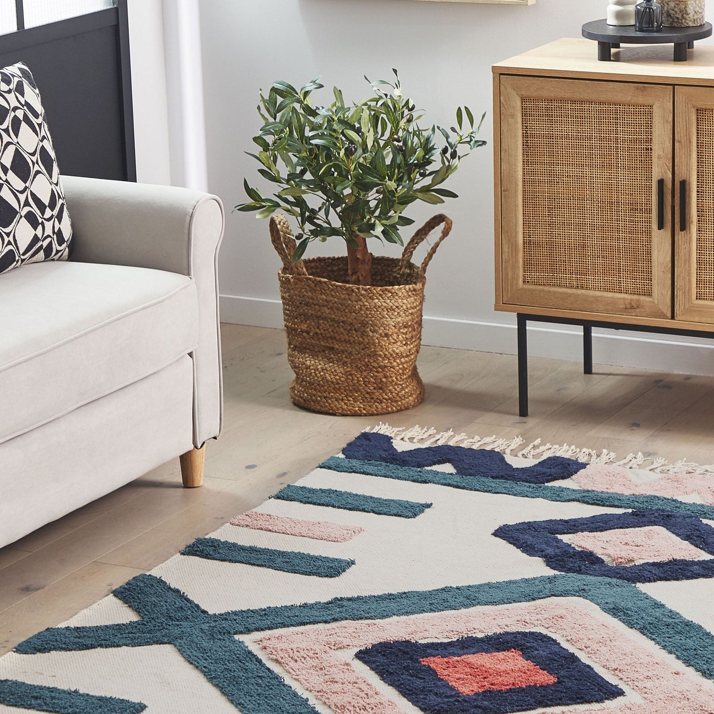 Multicolour Cotton Area Rug 160 x 230 Handwoven Tufted