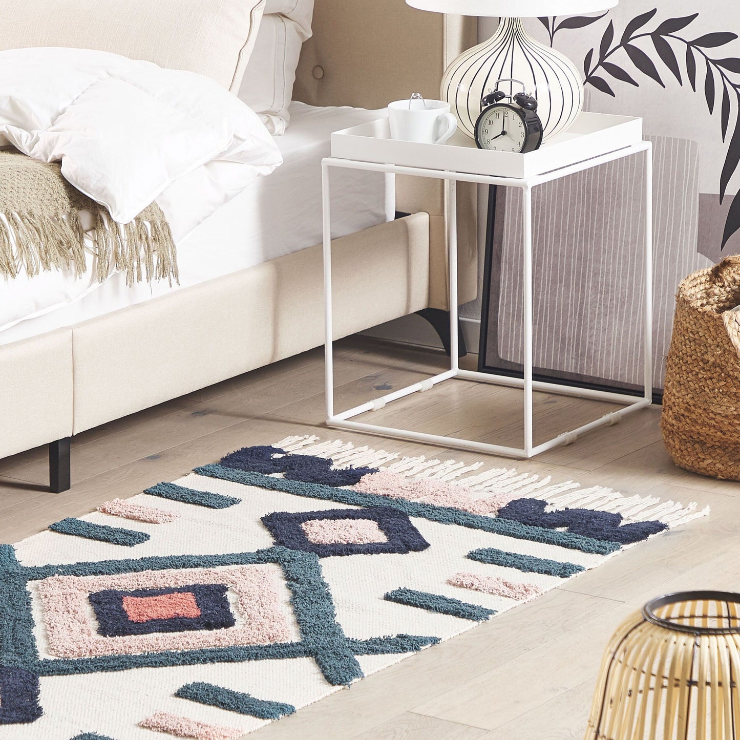 Scandi Area Rug Tufted Multicolor Cotton 80 x 150 Handwoven