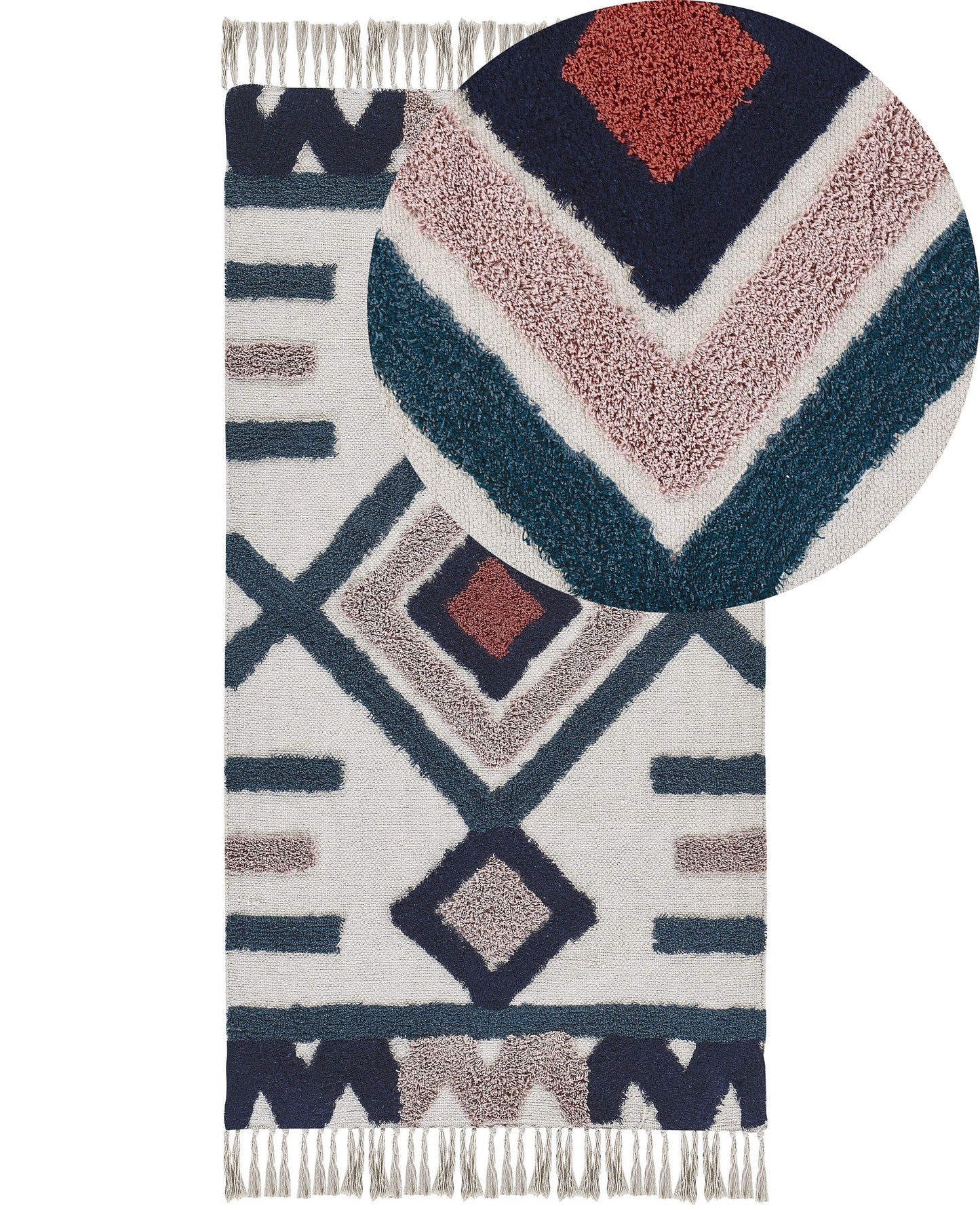 Scandi Area Rug Tufted Multicolor Cotton 80 x 150 Handwoven