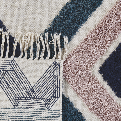 Scandi Area Rug Tufted Multicolor Cotton 80 x 150 Handwoven