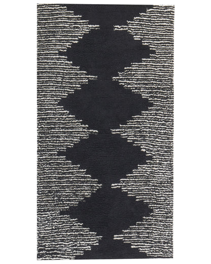 Cotton Area Rug 80 x 150 Black White Geometric