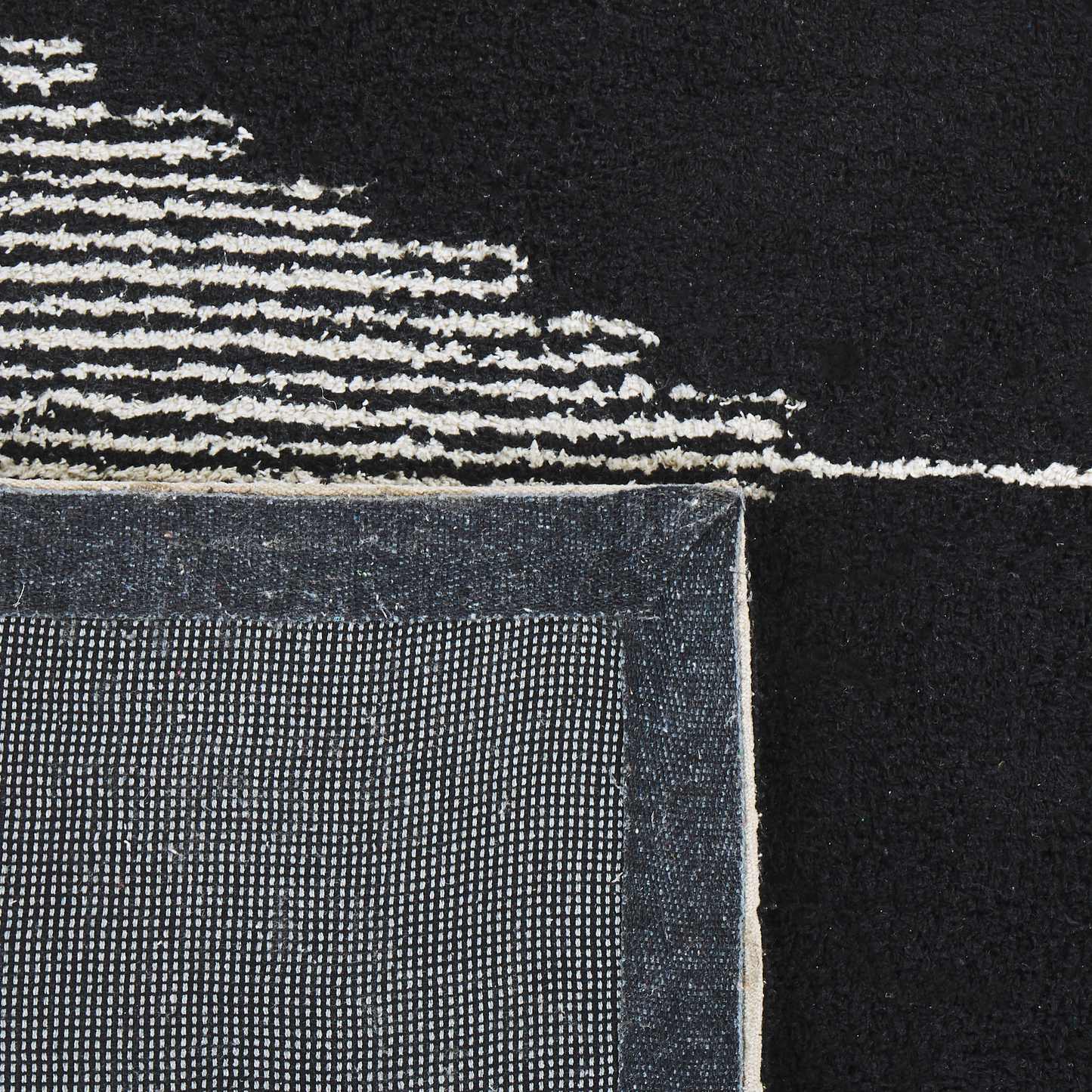 Cotton Area Rug 80 x 150 Black White Geometric