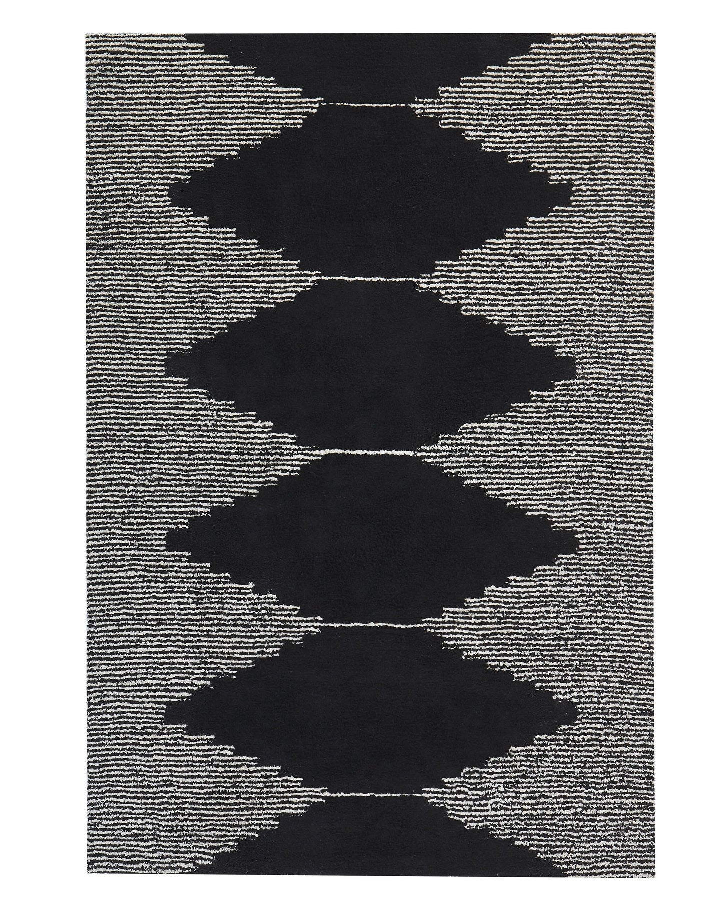 Cotton Area Rug 140 x 200cm Black and White Geometric Scandinavian With Protective Underlay