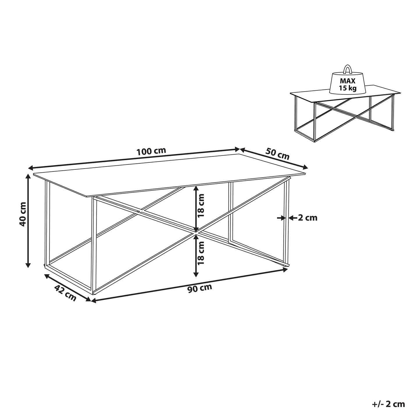 Rectangular White Marble Effect Coffee Table Gold Legs 100 x 50cm