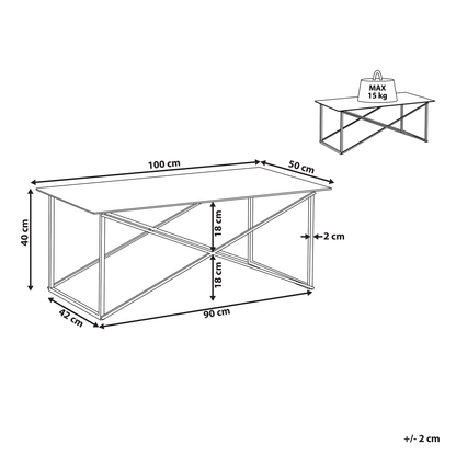 Rectangular White Marble Effect Coffee Table Gold Legs 100 x 50cm
