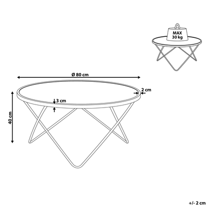 Lux White Glass Top Coffee Table With Gold Hairpin Legs 80cm