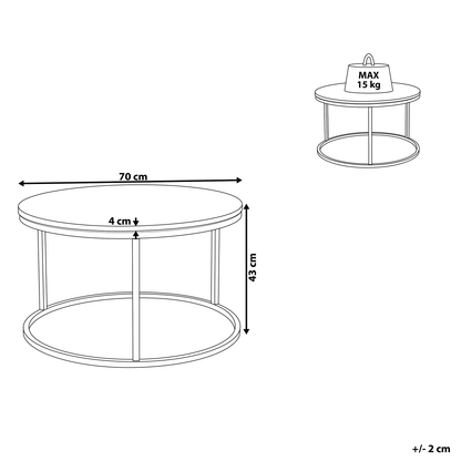Beige Marble Effect Coffee Table Round 70cm With Gold Metal Base Modern Design