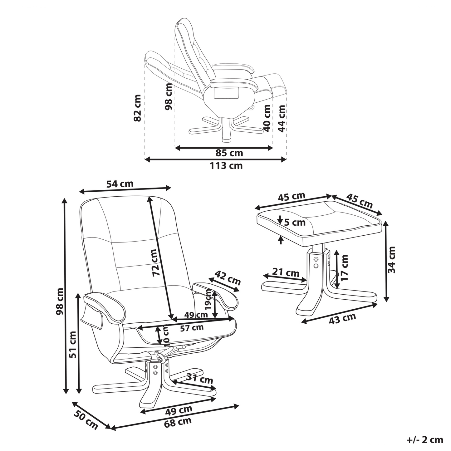 Heated Massage Recliner Armchair Off White With Footrest