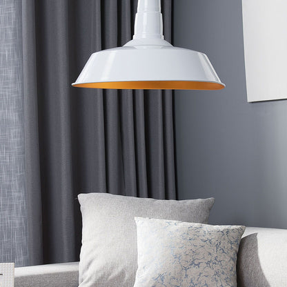 White Aluminium Pendant Lamp 1 Light Round Shade