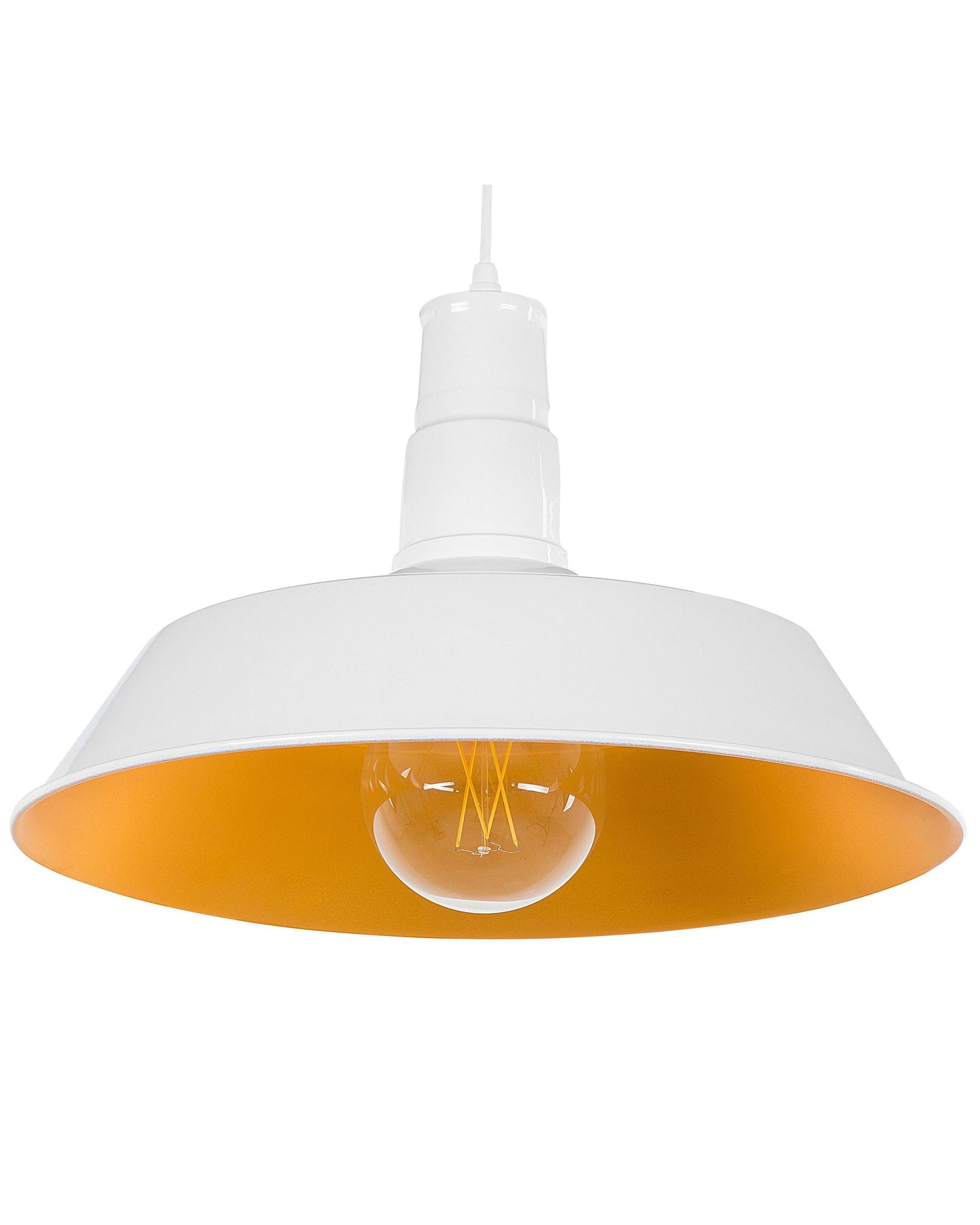White Aluminium Pendant Lamp 1 Light Round Shade