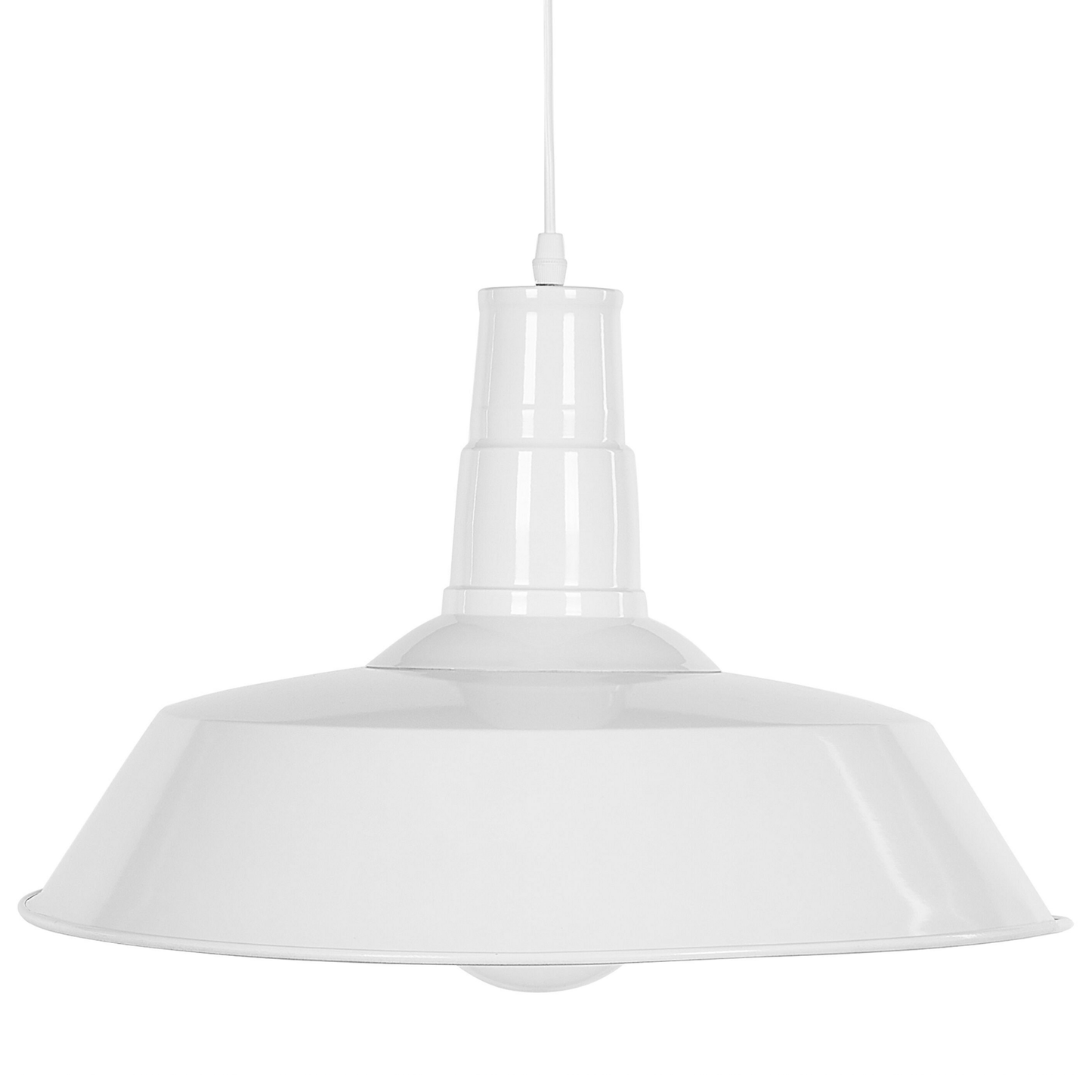 White Aluminium Pendant Lamp 1 Light Round Shade