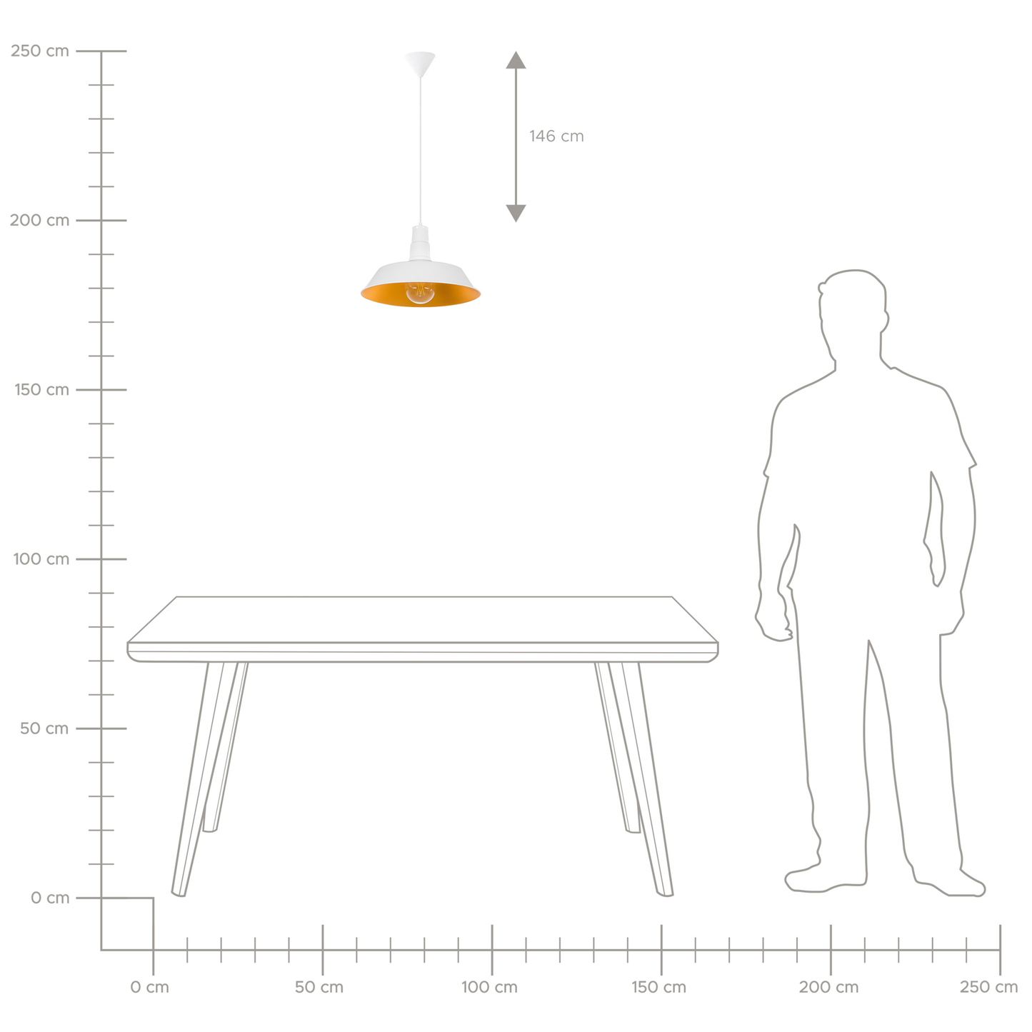 White Aluminium Pendant Lamp 1 Light Round Shade