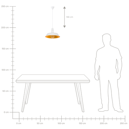 White Aluminium Pendant Lamp 1 Light Round Shade