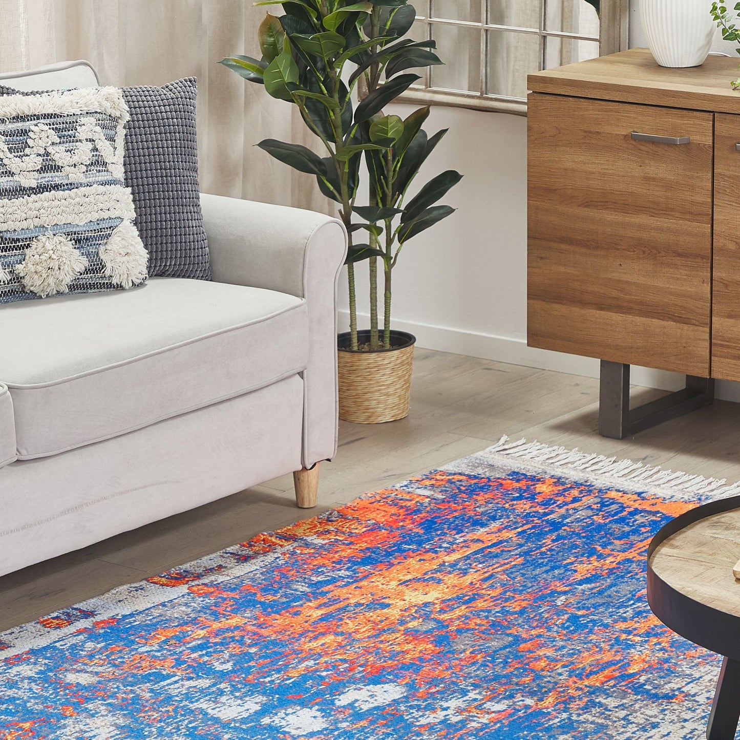 Handwoven Area Rug Multicolour 140 x 200cm Abstract Pattern