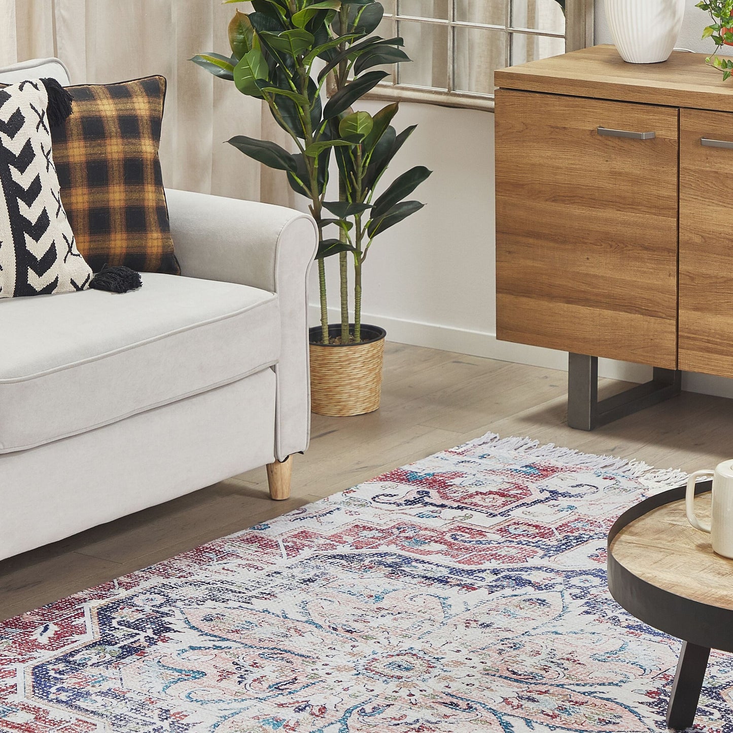 Home Multicolor Area Rug 150 x 230 Distressed Oriental Tassels