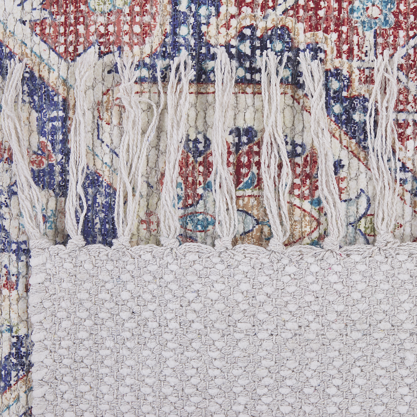 Oriental Distressed Multicolour Rug 140 x 200cm Handwoven Polyester Cotton Tassels