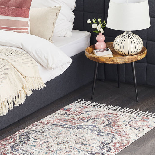 Multicolor Oriental Rug 80 x 150cm Distressed Tassel Accent