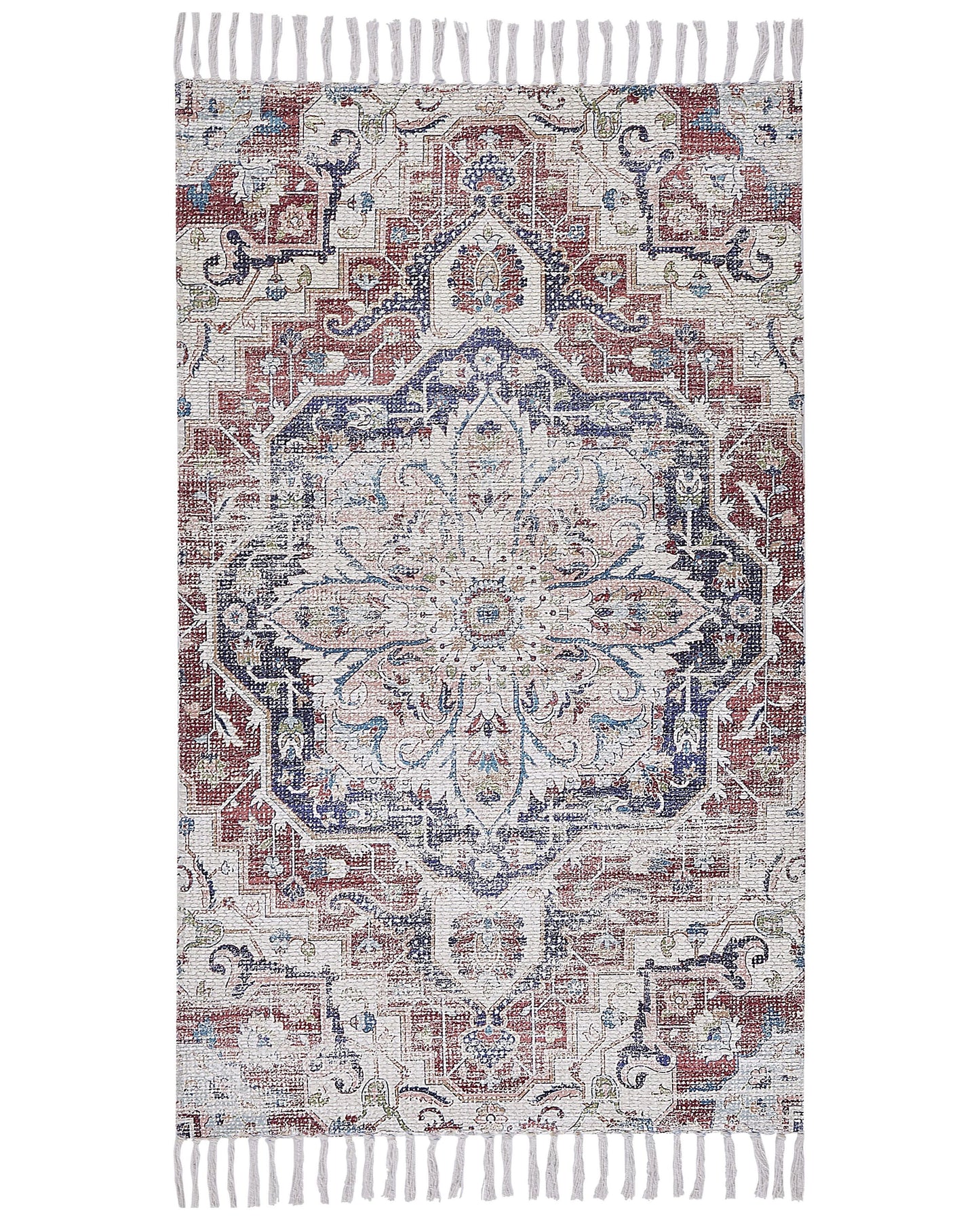 Multicolor Oriental Rug 80 x 150cm Distressed Tassel Accent