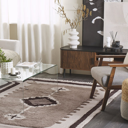 Beige Cotton Area Rug 140 x 200cm Tufted Tassels