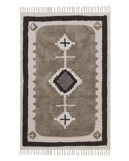 Beige Cotton Area Rug 140 x 200cm Tufted Tassels