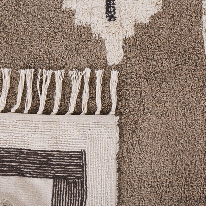Beige Cotton Area Rug 140 x 200cm Tufted Tassels