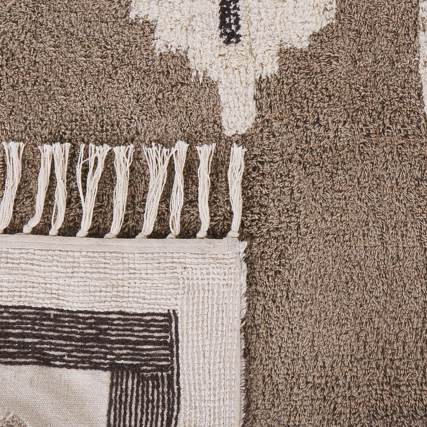 Cotton Area Rug 160 x 230cm Beige Tassel Tufted