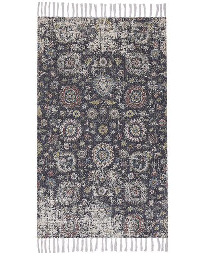 Oriental Distressed Tassel Area Rug 80 x 150cm Multicolour Polyester Cotton for Living Room