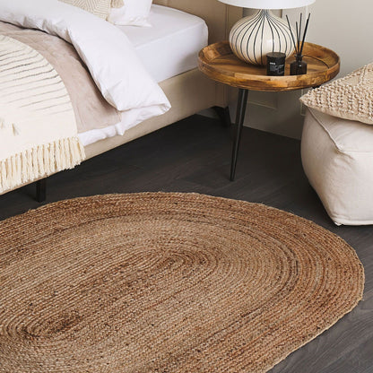 Natural Living Jute Braided Area Rug 120 x 180 Beige Underfloor Heating