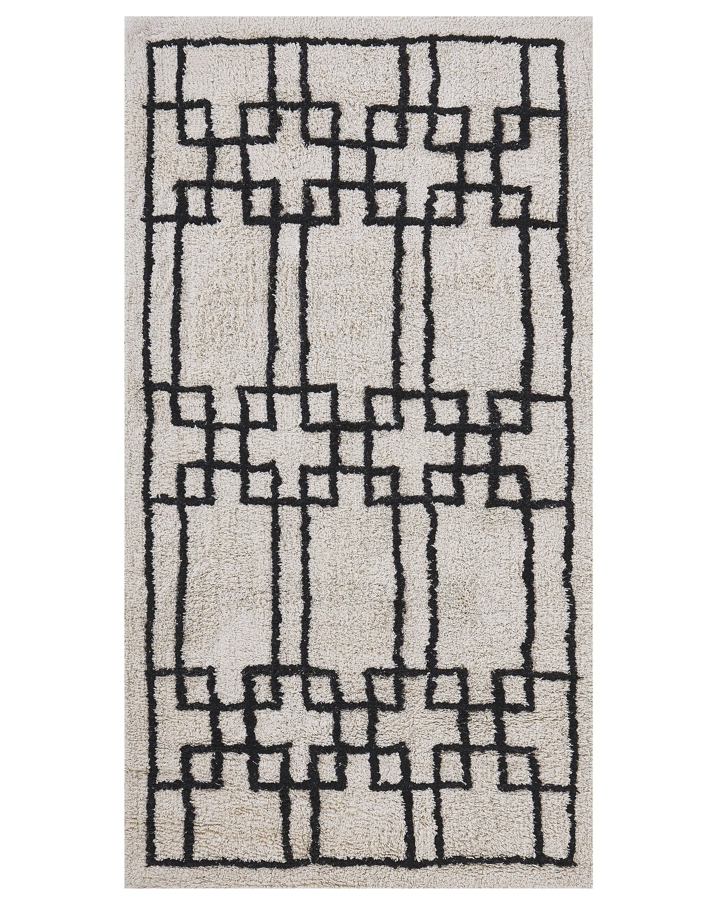 Area Rug Beige Cotton 80 x 150cm Tufted Geometric