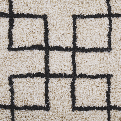 Area Rug Beige Cotton 80 x 150cm Tufted Geometric
