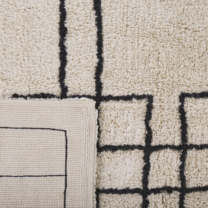 Area Rug Beige Cotton 80 x 150cm Tufted Geometric