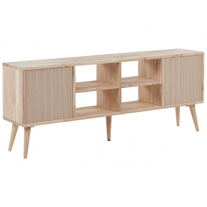 Rubberwood 2 Door TV Stand Light Brown Retro Scandi