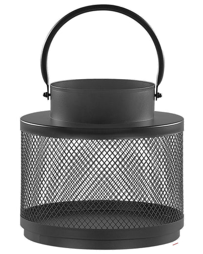 Lantern Black Iron 19cm Pillar Candle Holder With Minimalist Industrial Handle For Home Decor