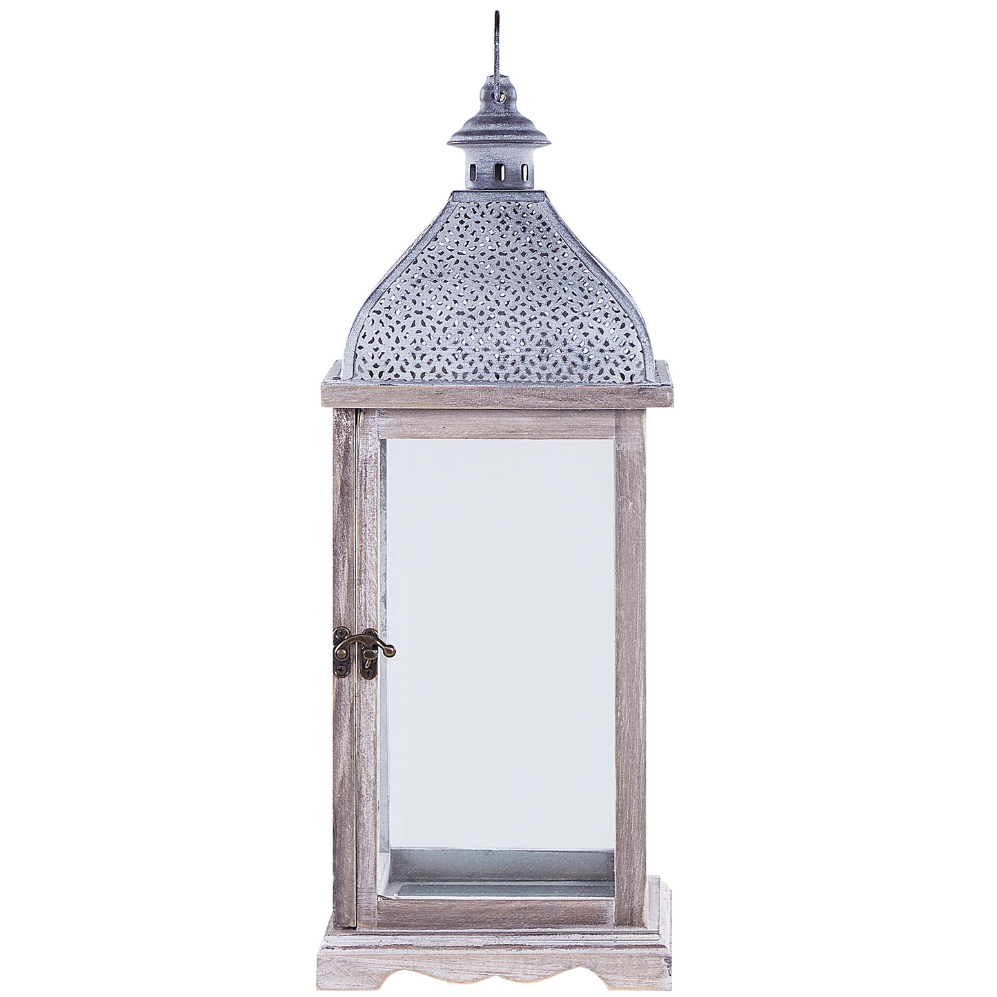 Lantern White Iron 47cm Pillar Candle Holder Distressed Retro Decor Accent
